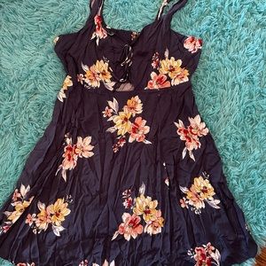Navy blue floral print sundress